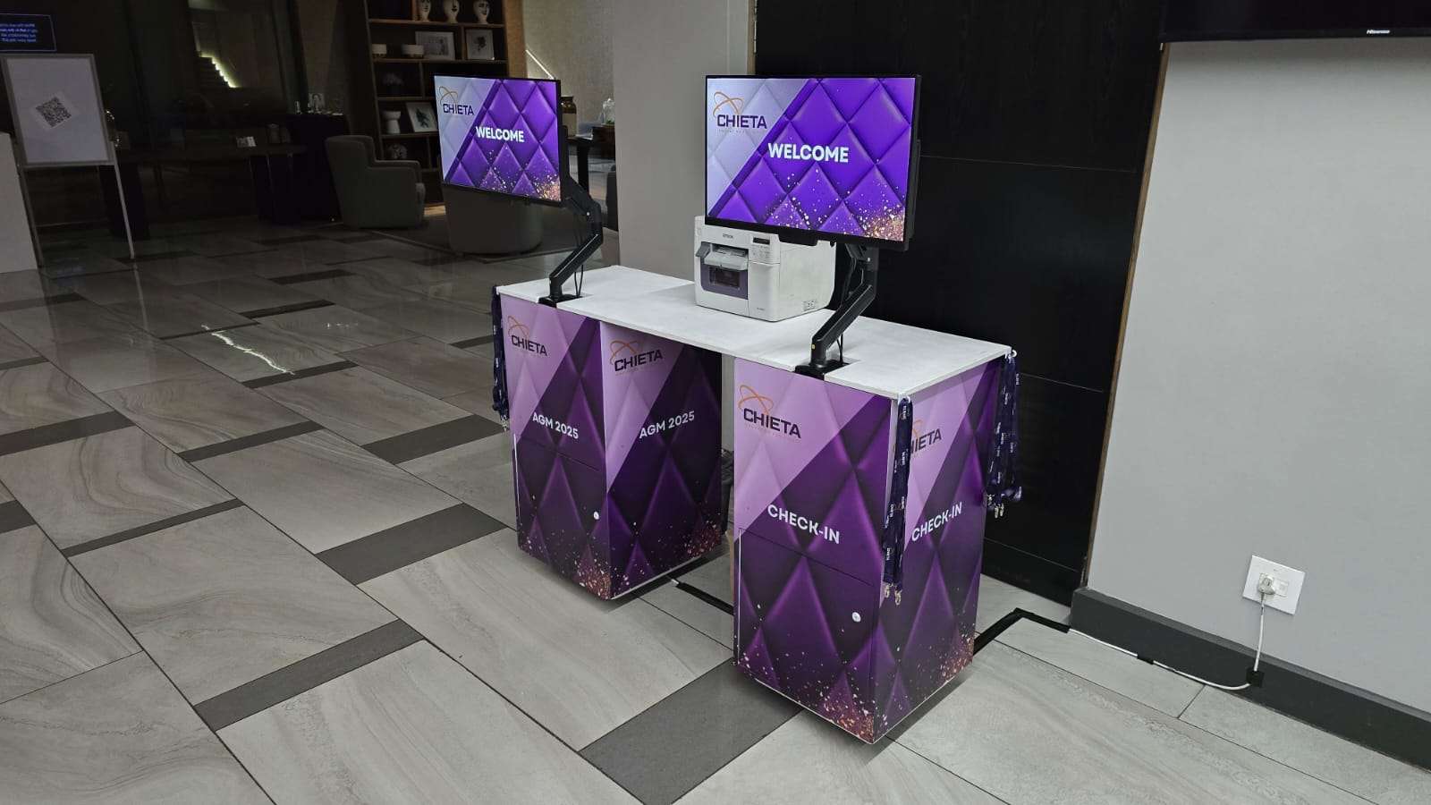 CHIETA AGM 2025 branded registration kiosks and badge printers
