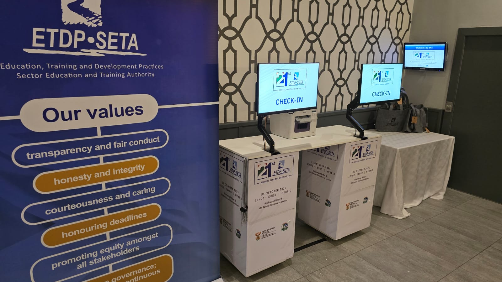 ETDP SETA AGM 2025 touchscreen registration kiosks
