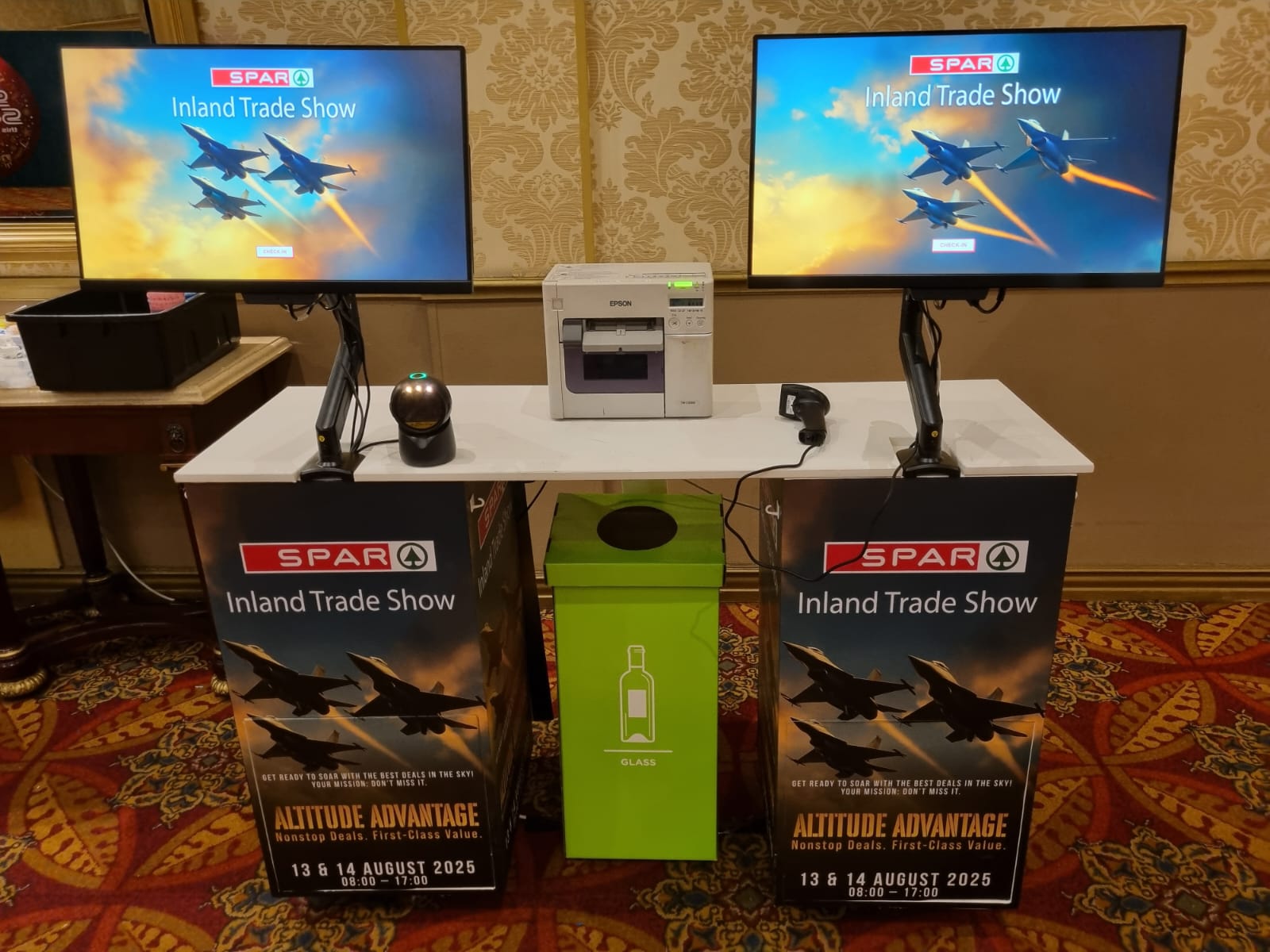 SPAR Inland Trade Show August 2025 registration kiosks and printer